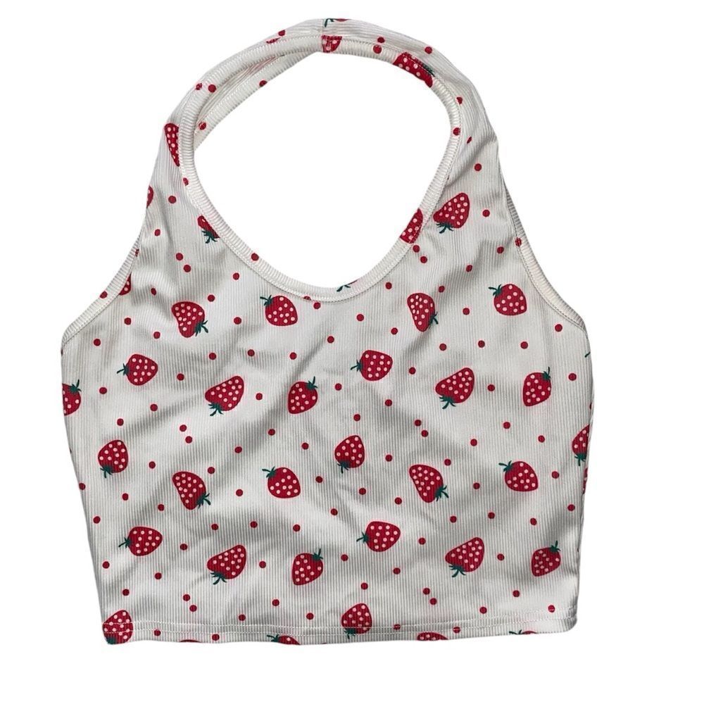 Strawberry Halter Crop Top Size M